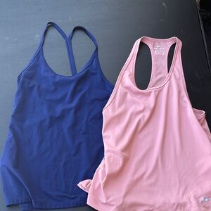 Nike Women's Navy and Blush Tank Tops